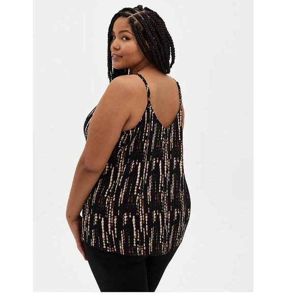 Torrid Size 1X 14-16 Sophie - Black Ikat Crinkle Gauze Cami - Picture 3 of 7